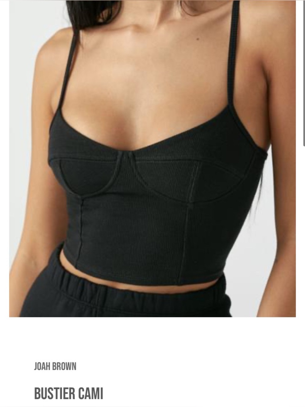 Joah Brown Black Ribbed Bustier Crop